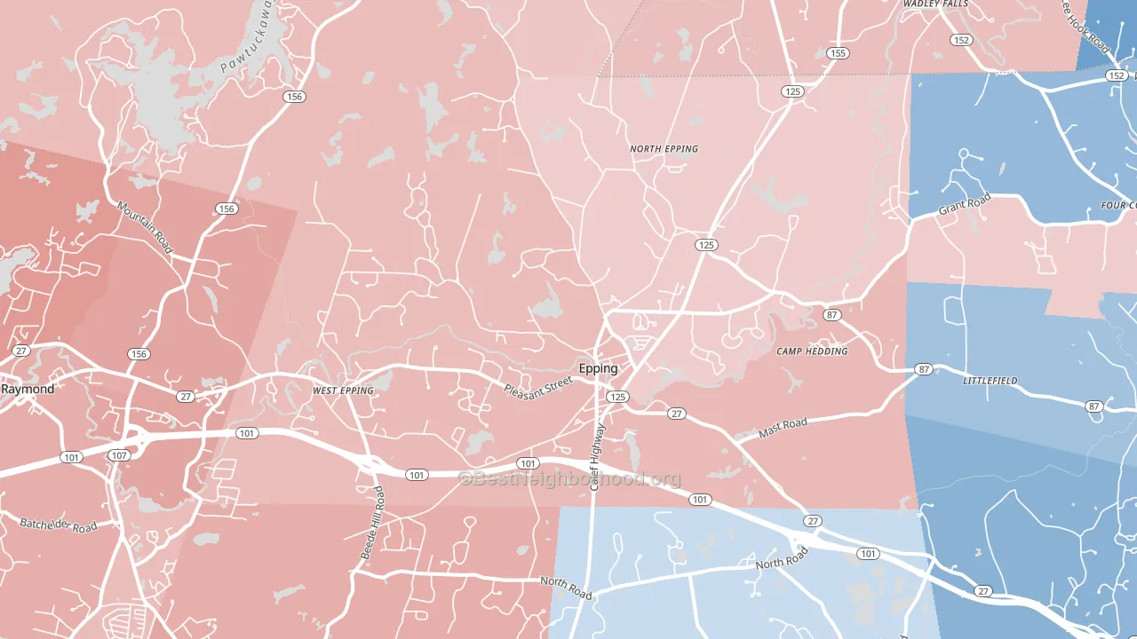 Epping, NH block-group political-lean map
