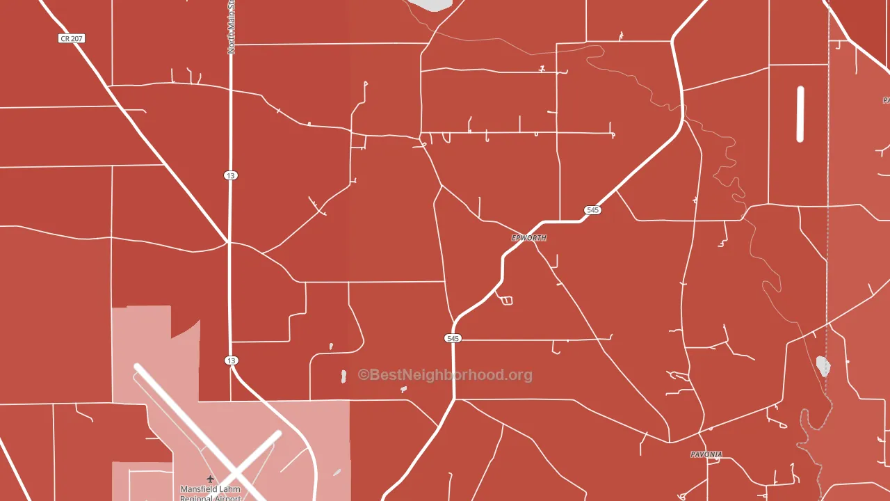 Epworth, OH block-group political-lean map