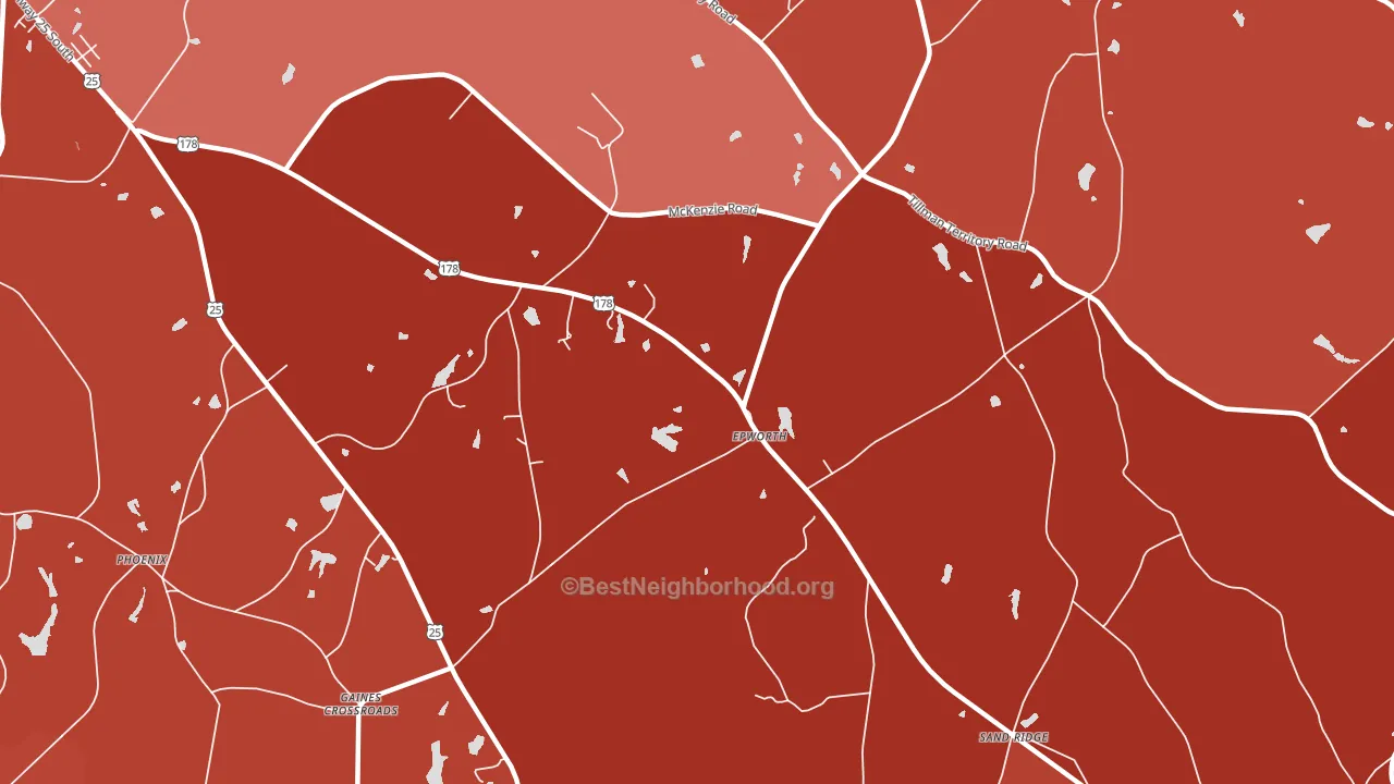 Epworth, SC block-group political-lean map