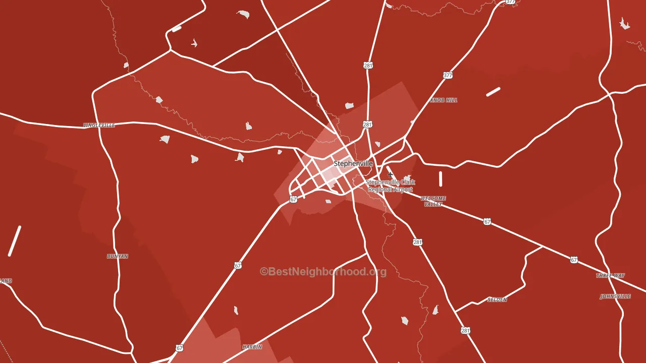Erath County, TX block-group political-lean map