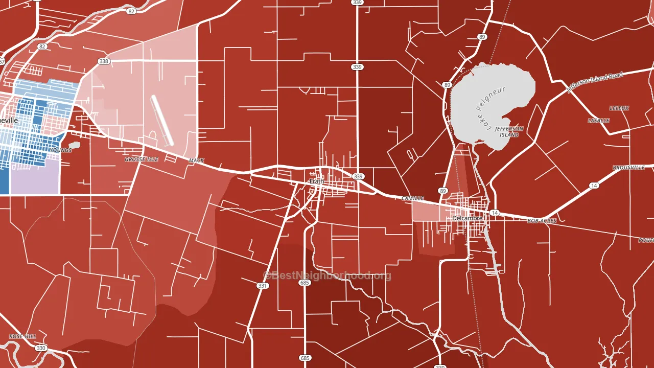 Erath, LA block-group political-lean map