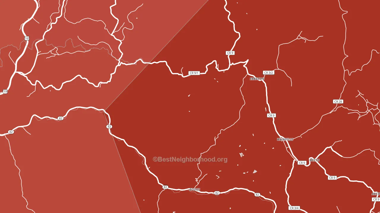Erbacon, WV block-group political-lean map