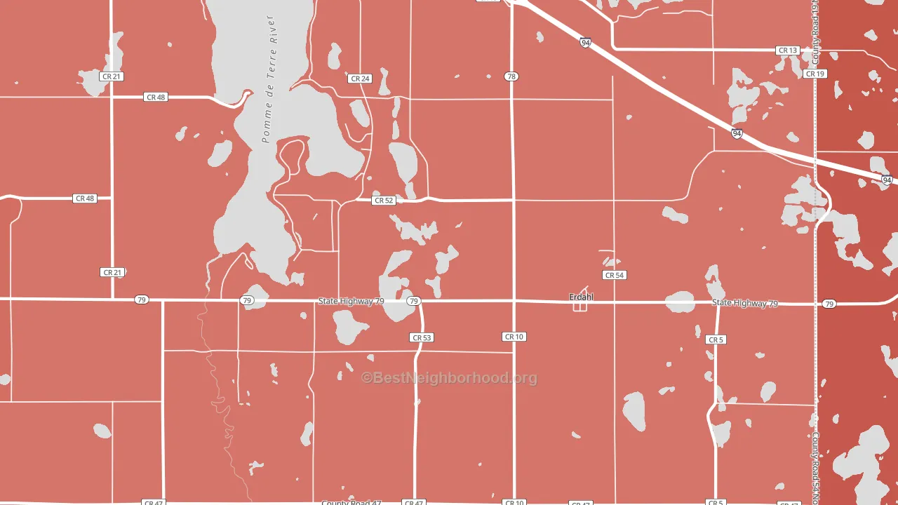 Erdahl, MN block-group political-lean map