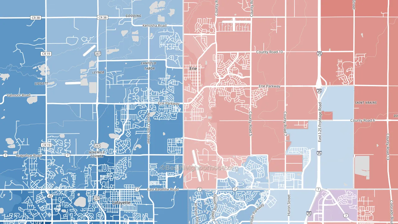 Erie, CO block-group political-lean map