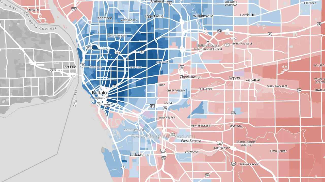 Erie County, NY block-group political-lean map