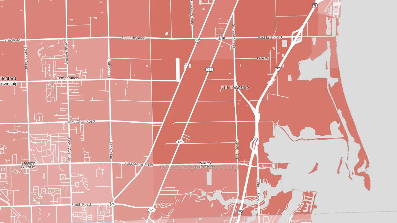 Erie, MI block-group political-lean map