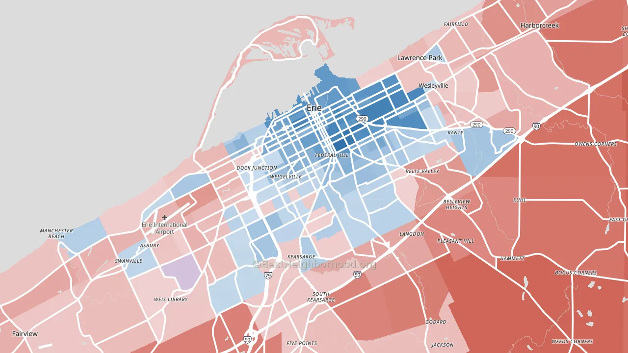 Erie, PA block-group political-lean map