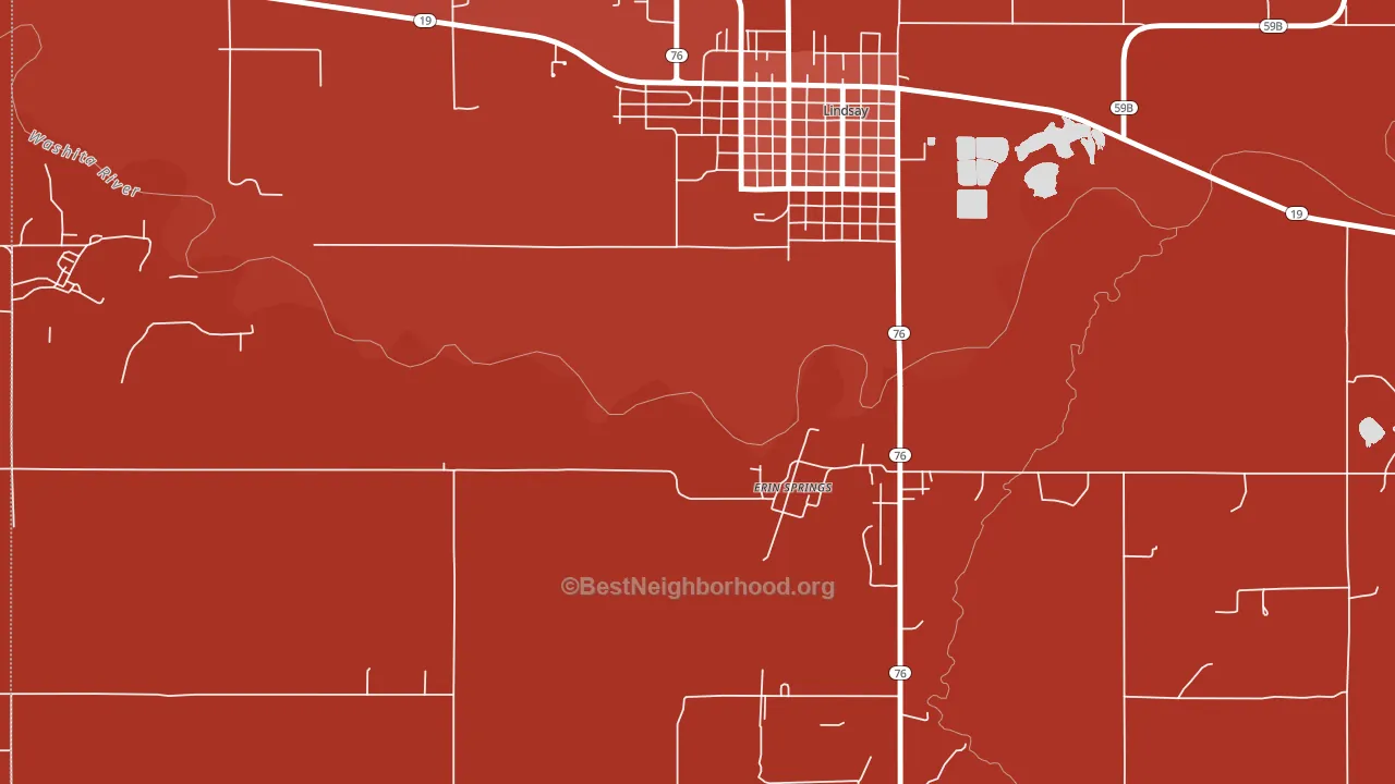 Erin Springs, OK block-group political-lean map