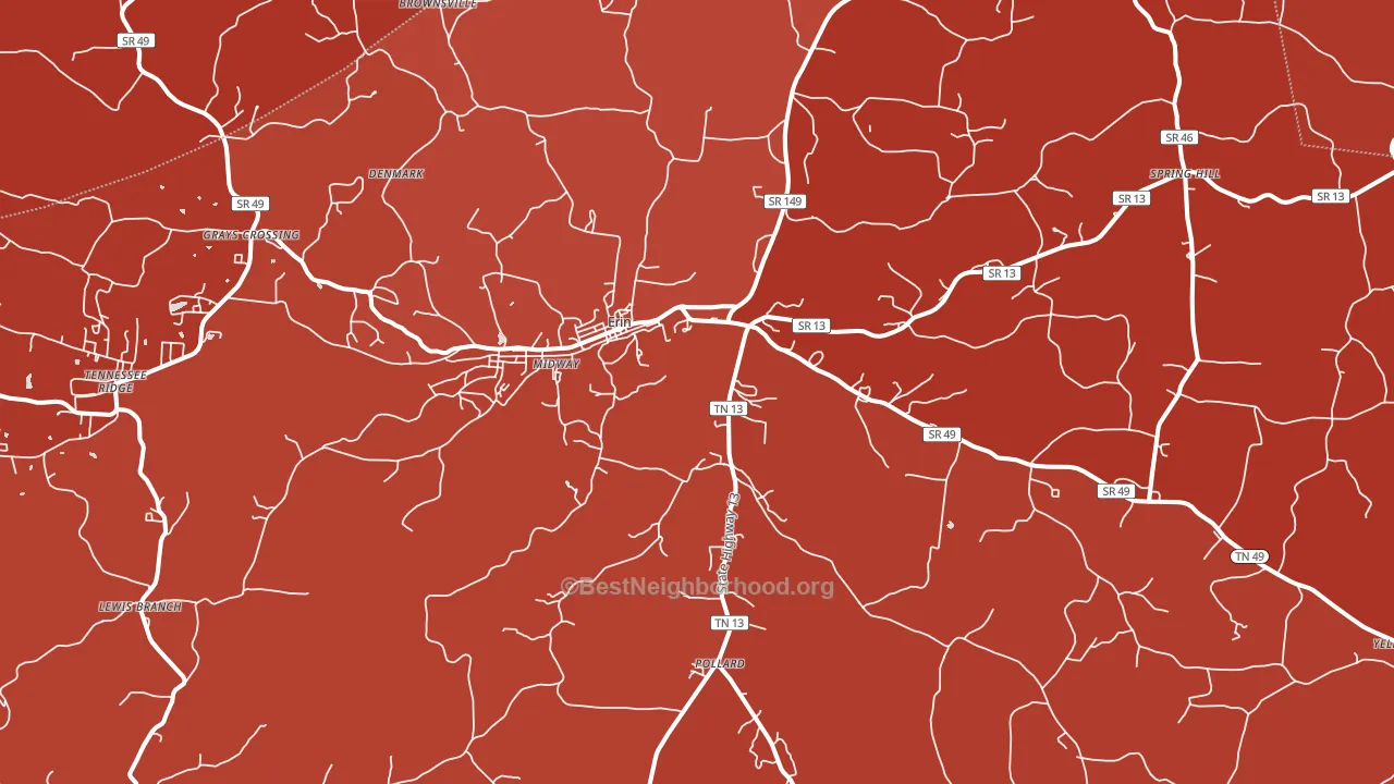 Erin, TN block-group political-lean map