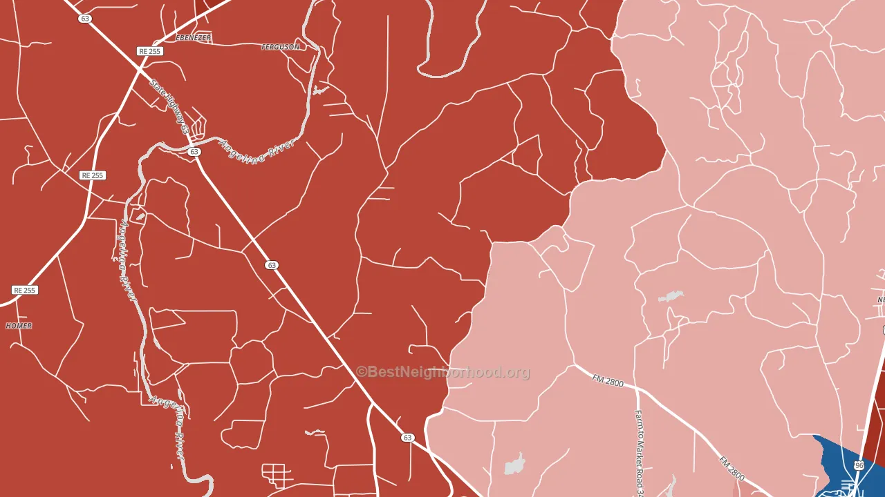 Erin, TX block-group political-lean map