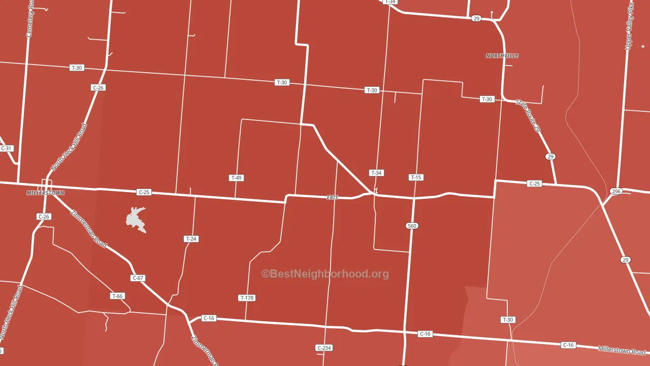 Eris, OH block-group political-lean map