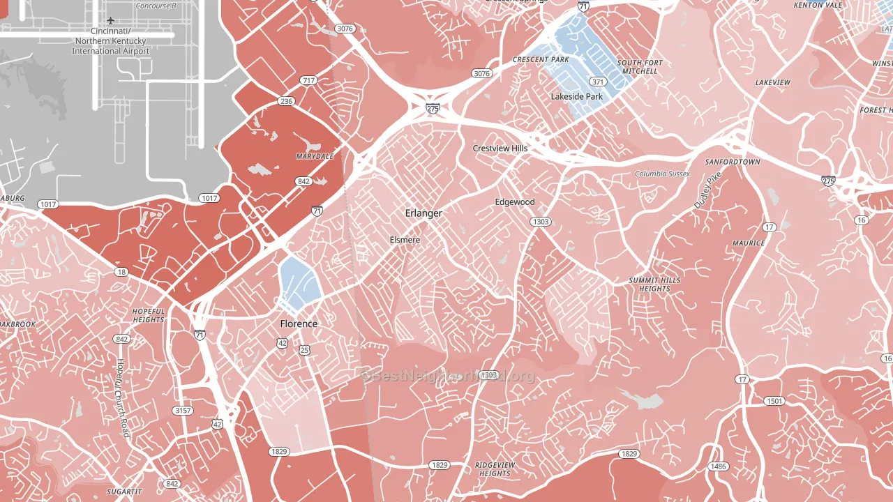 Erlanger, KY block-group political-lean map