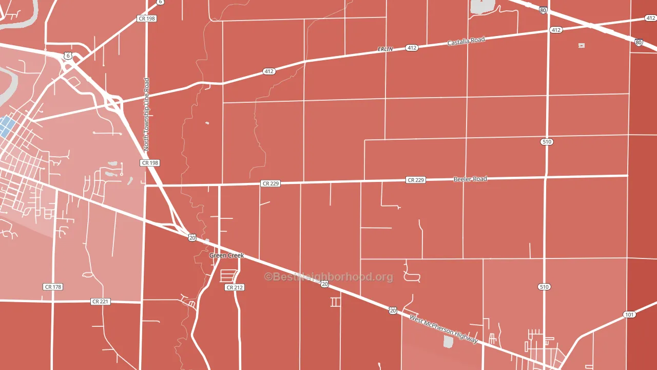 Erlin, OH block-group political-lean map