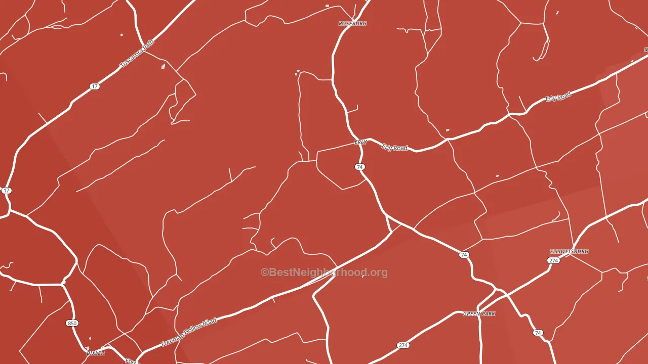 Erly, PA block-group political-lean map