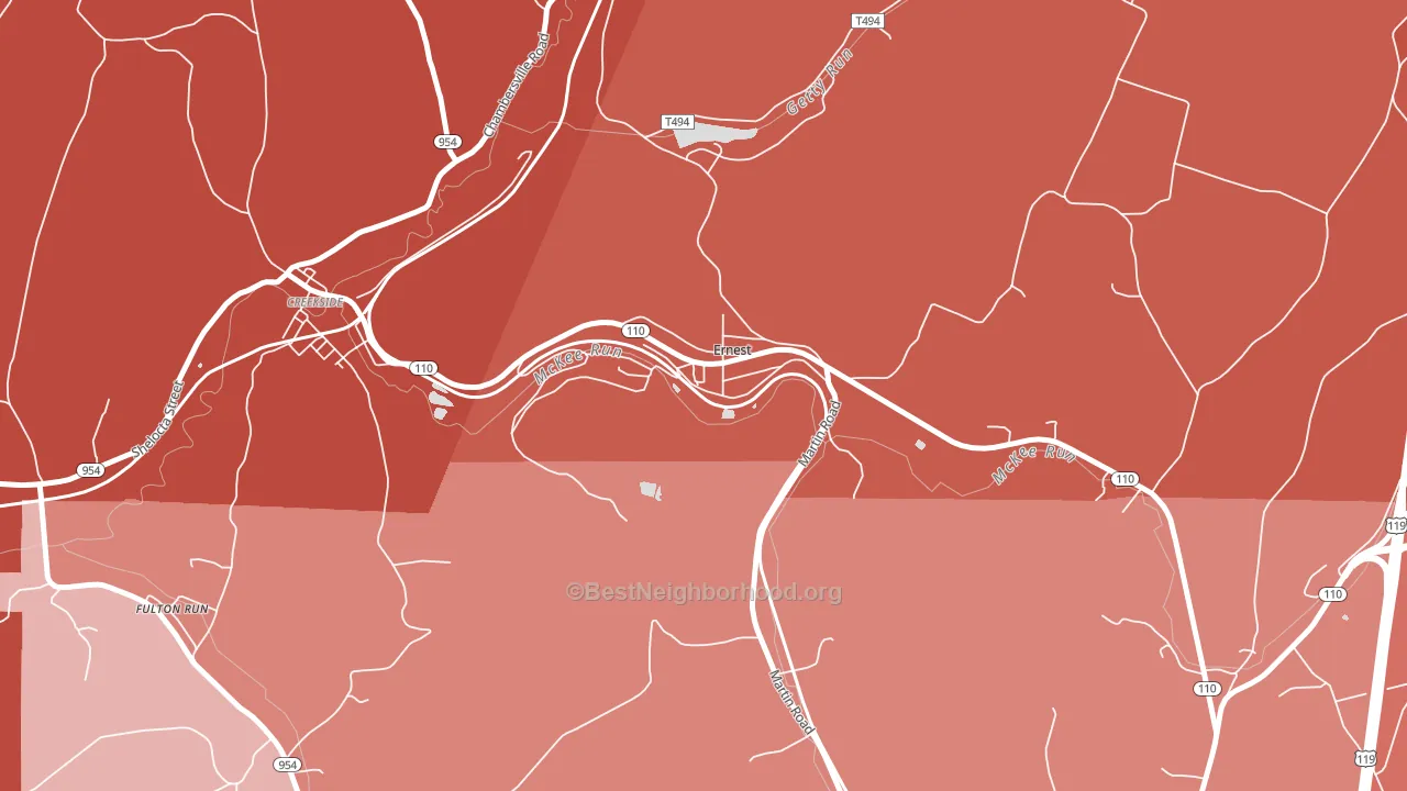 Ernest, PA block-group political-lean map