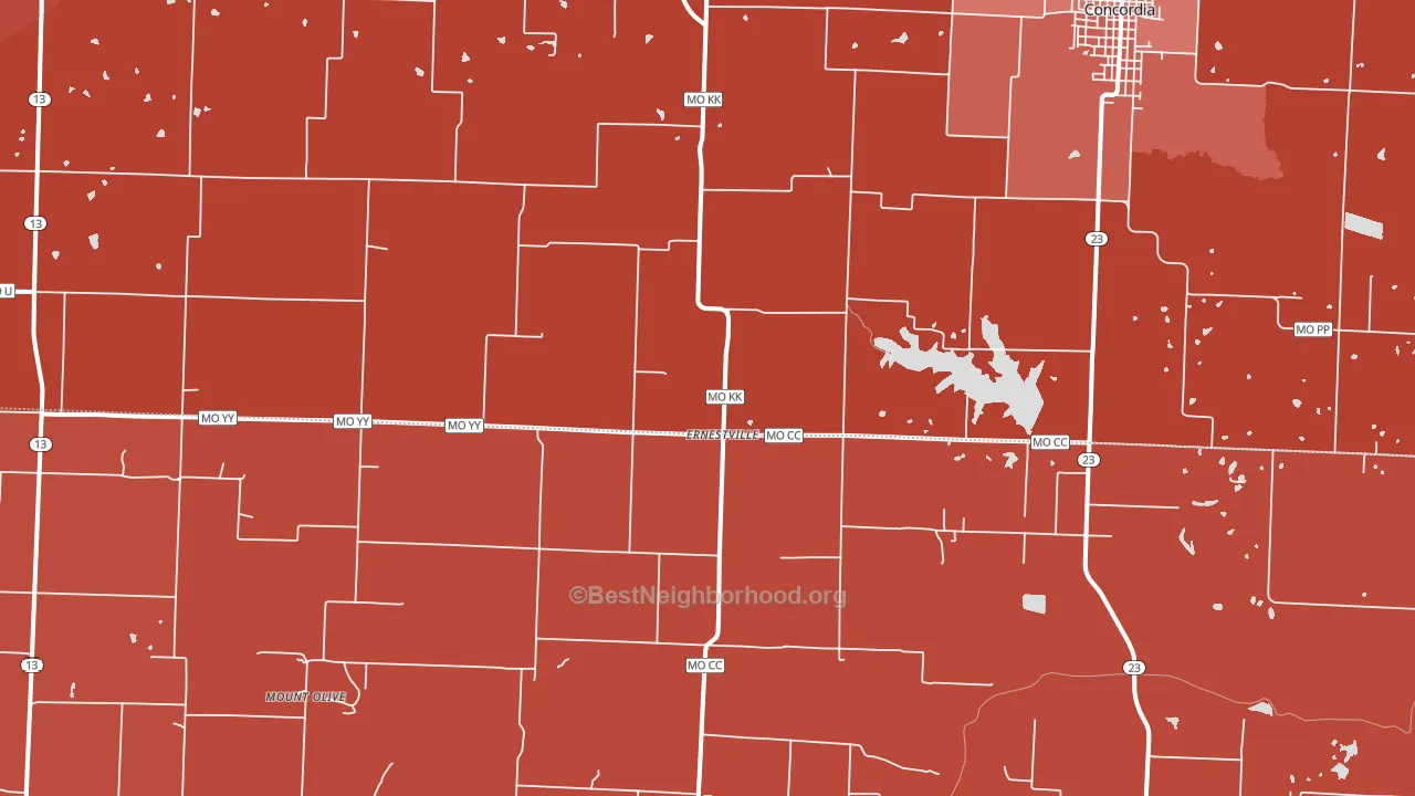 Ernestville, MO block-group political-lean map