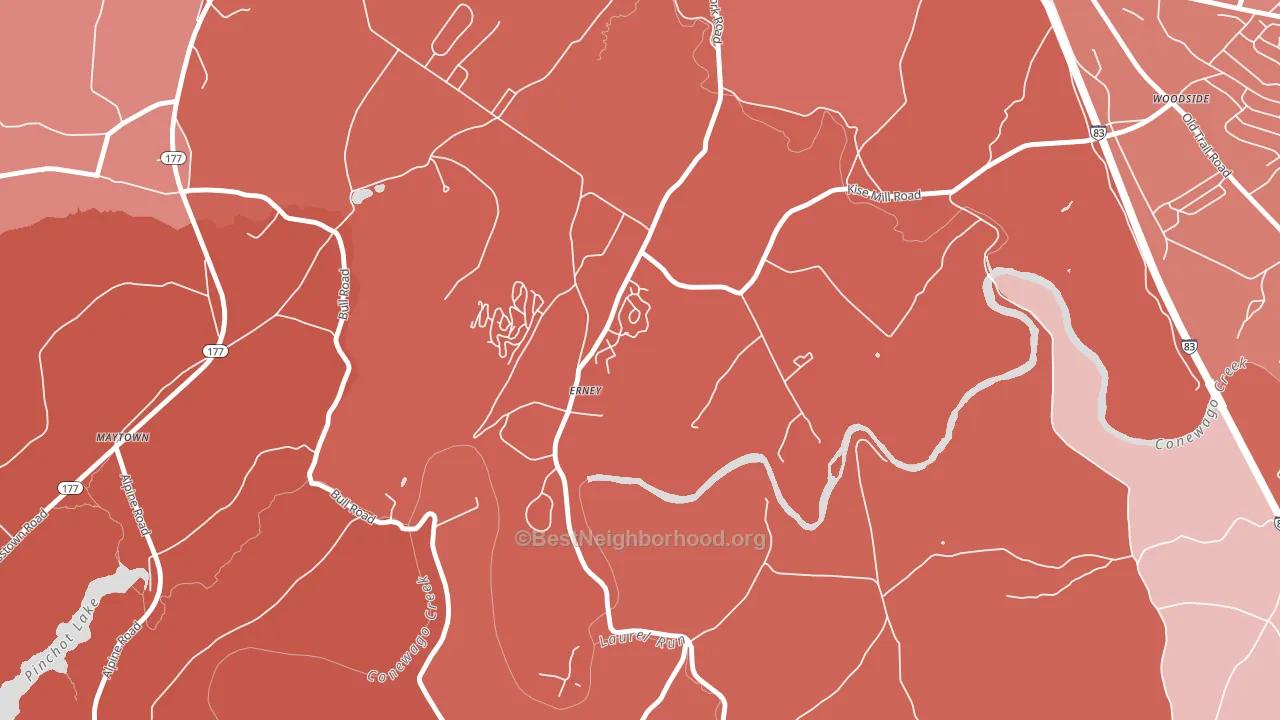 Erney, PA block-group political-lean map