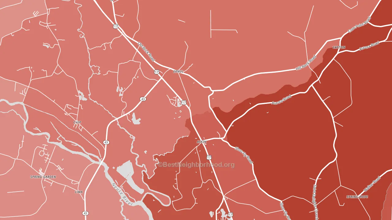 Ernul, NC block-group political-lean map