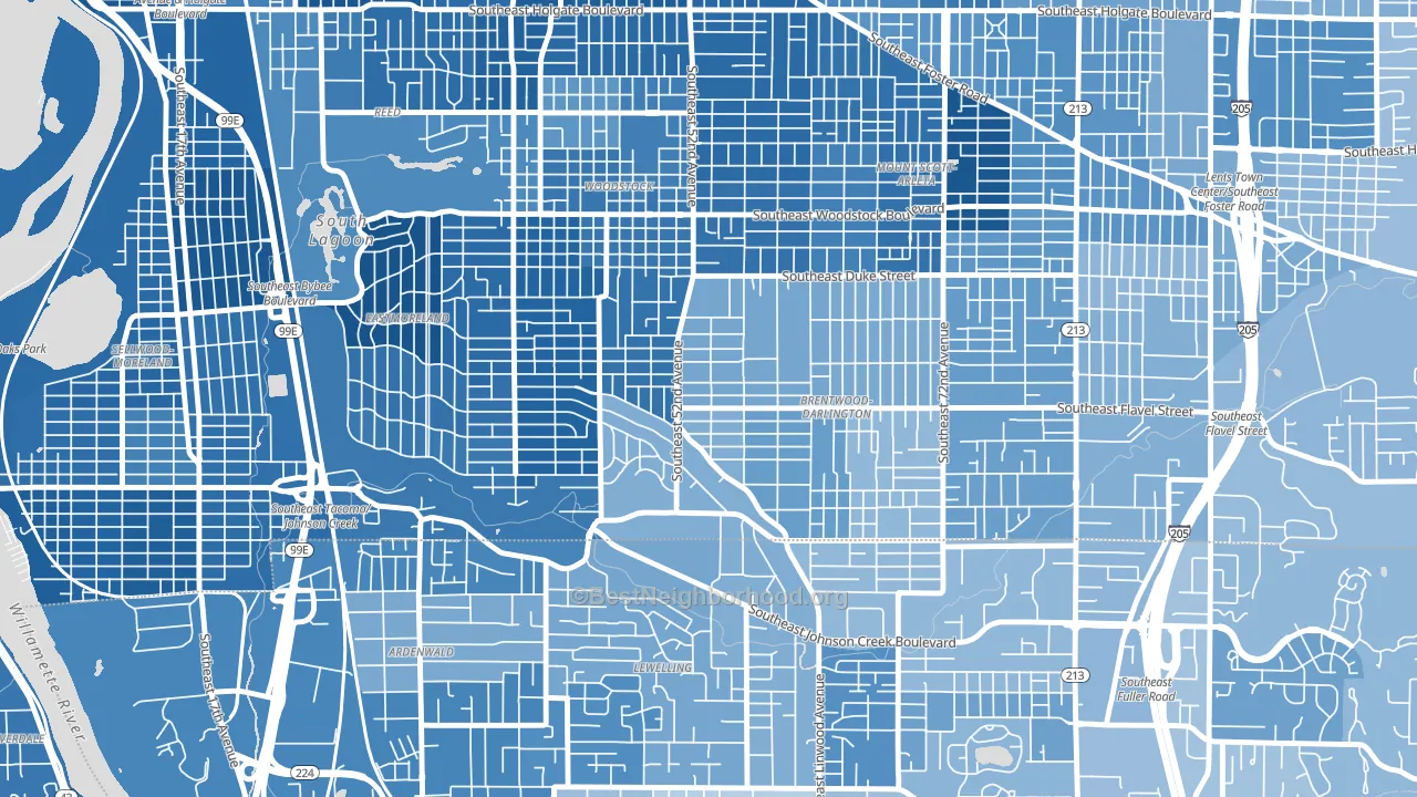 Errol Heights, Portland, OR block-group political-lean map
