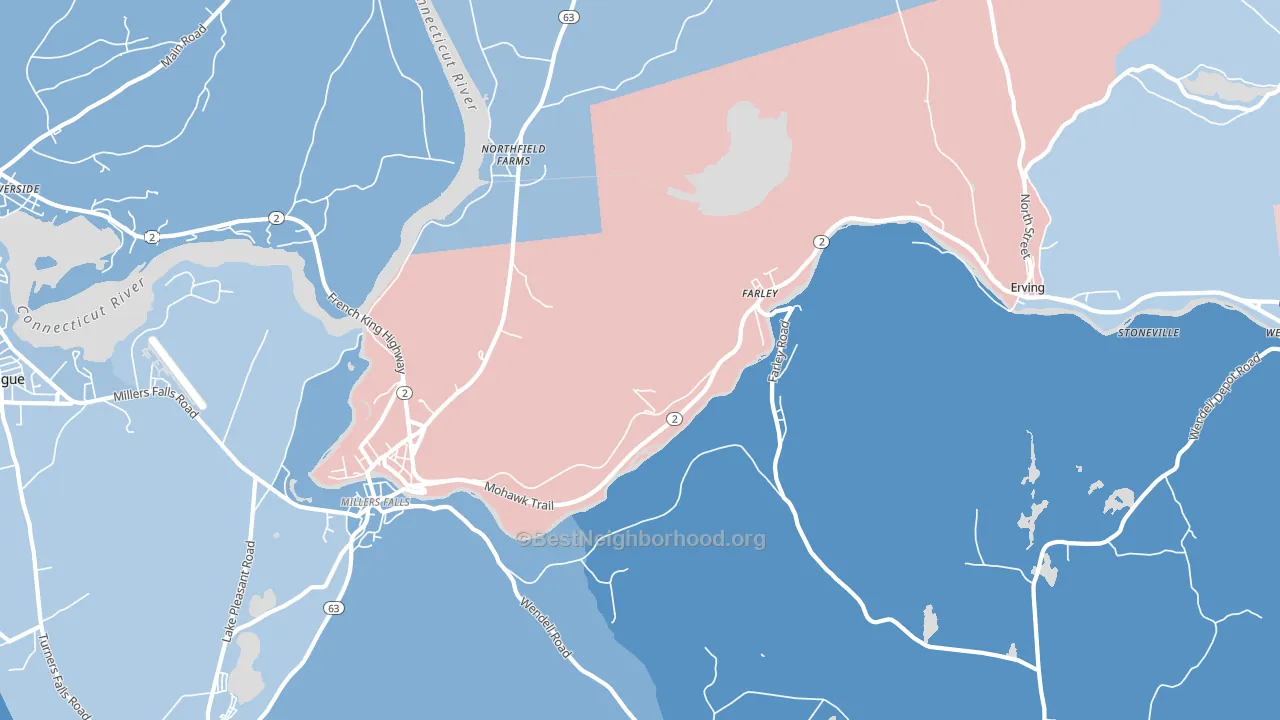 Erving, MA block-group political-lean map