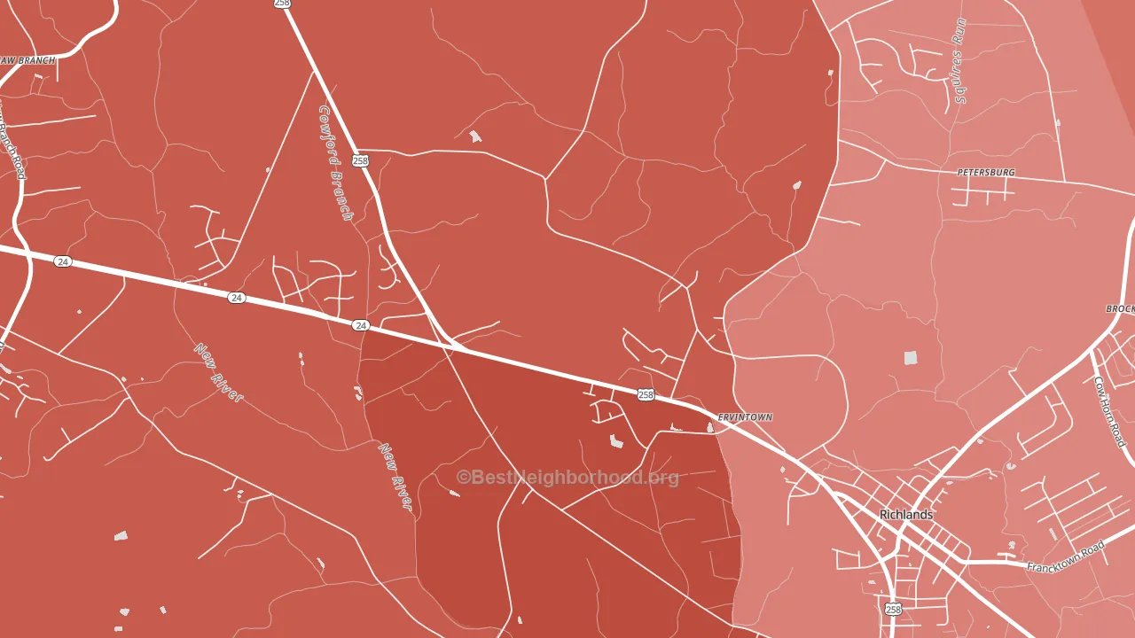 Ervintown, NC block-group political-lean map