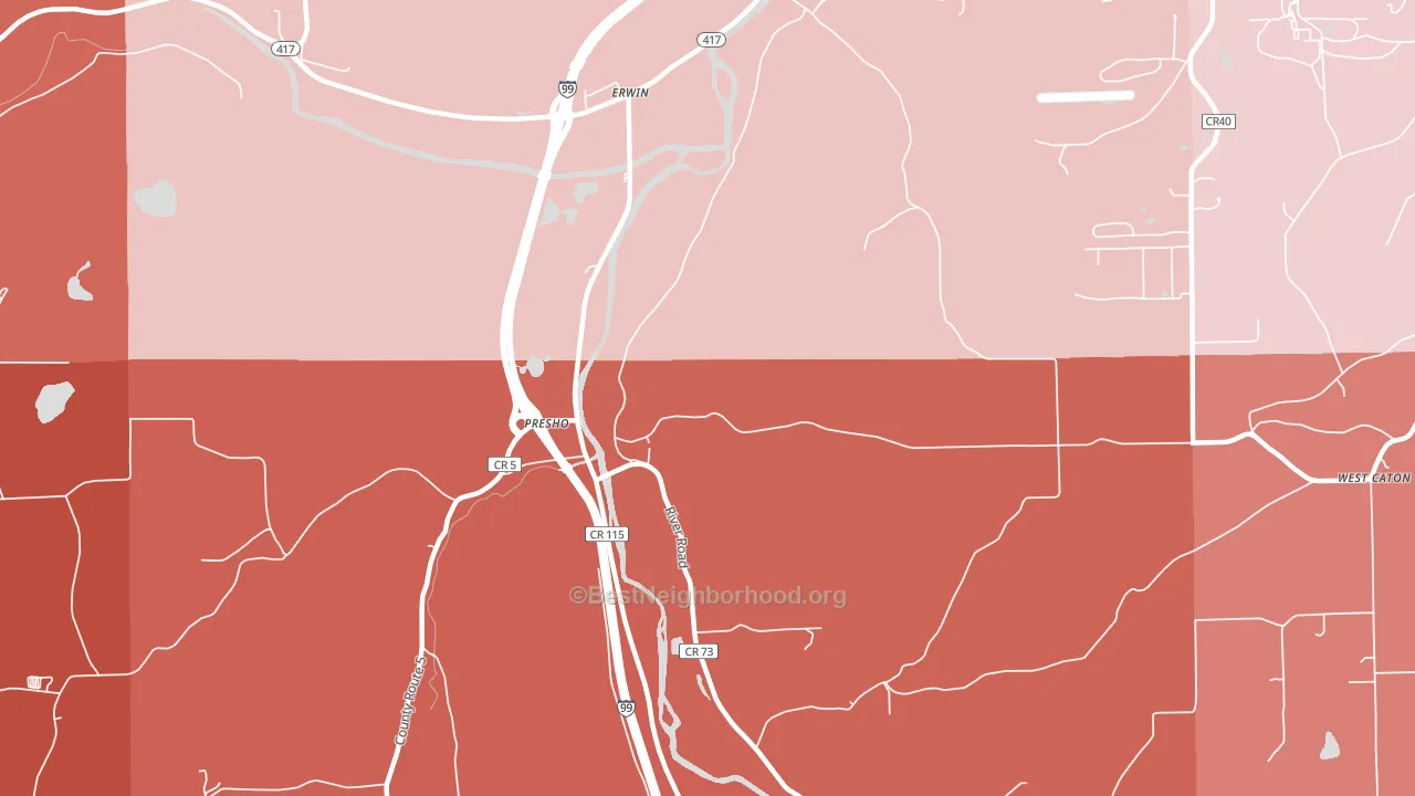 Erwins, NY block-group political-lean map