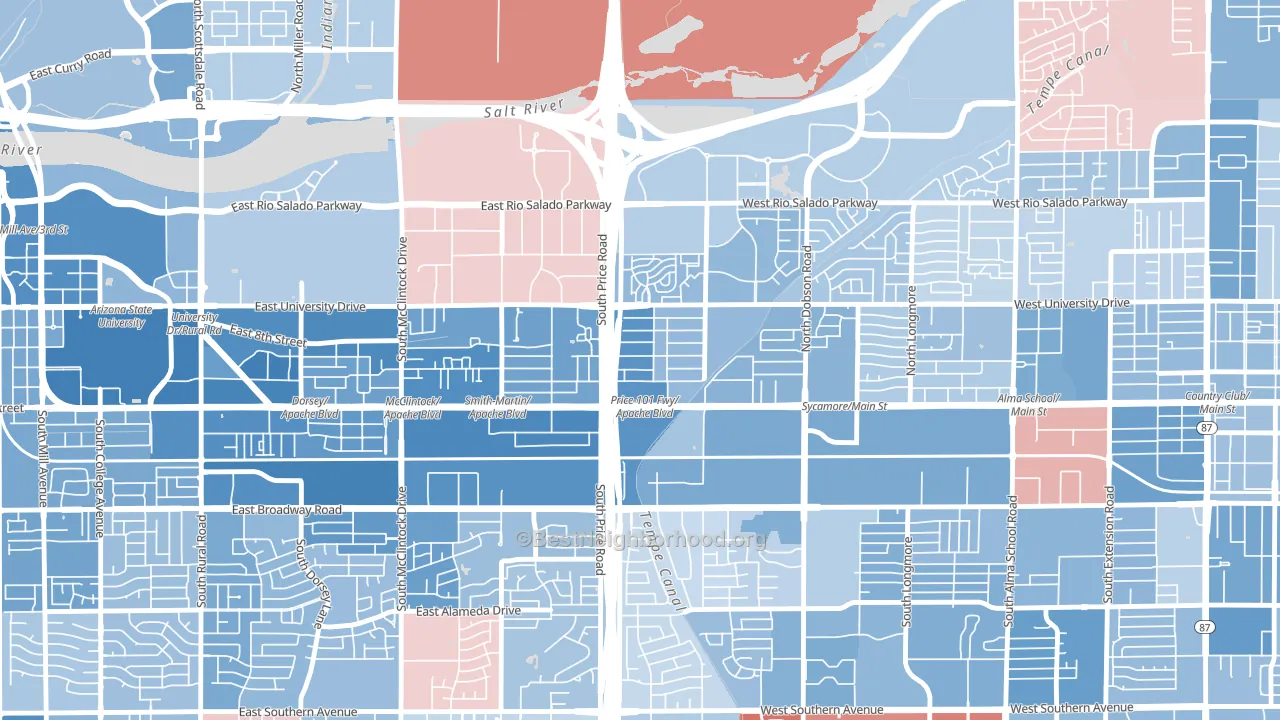 Escalante, Tempe, AZ block-group political-lean map