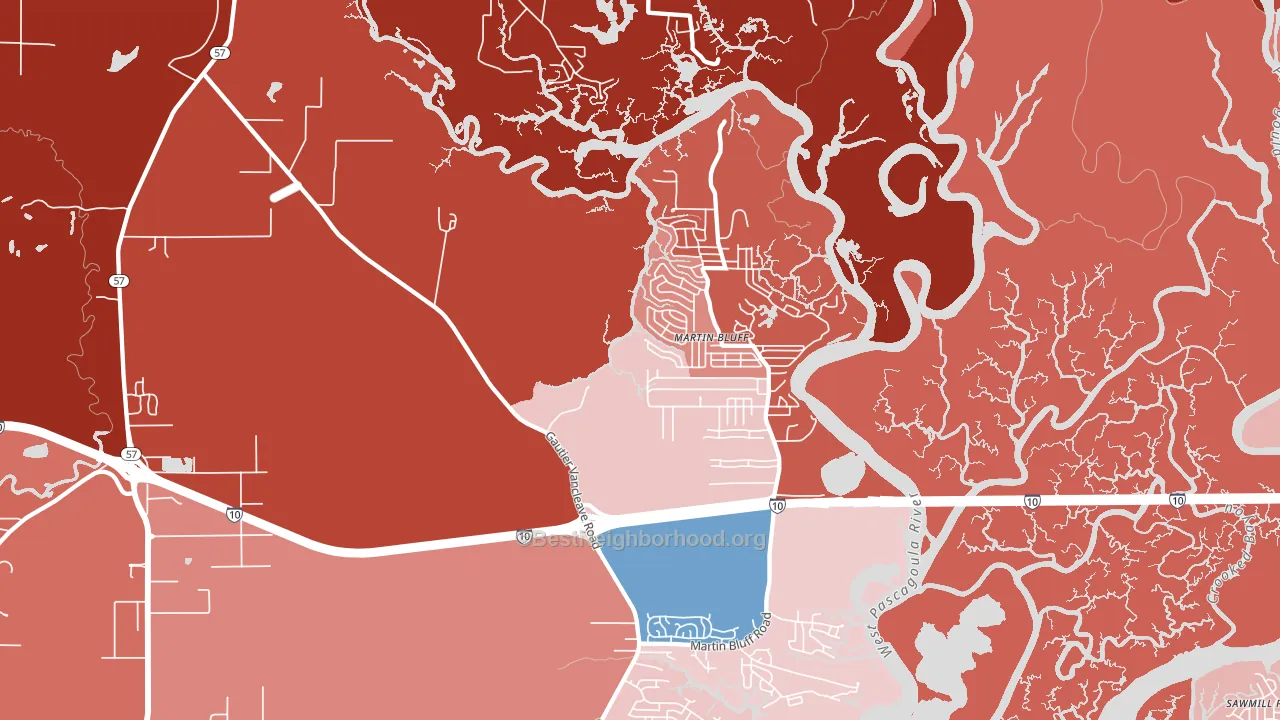 Escatawpa, MS block-group political-lean map
