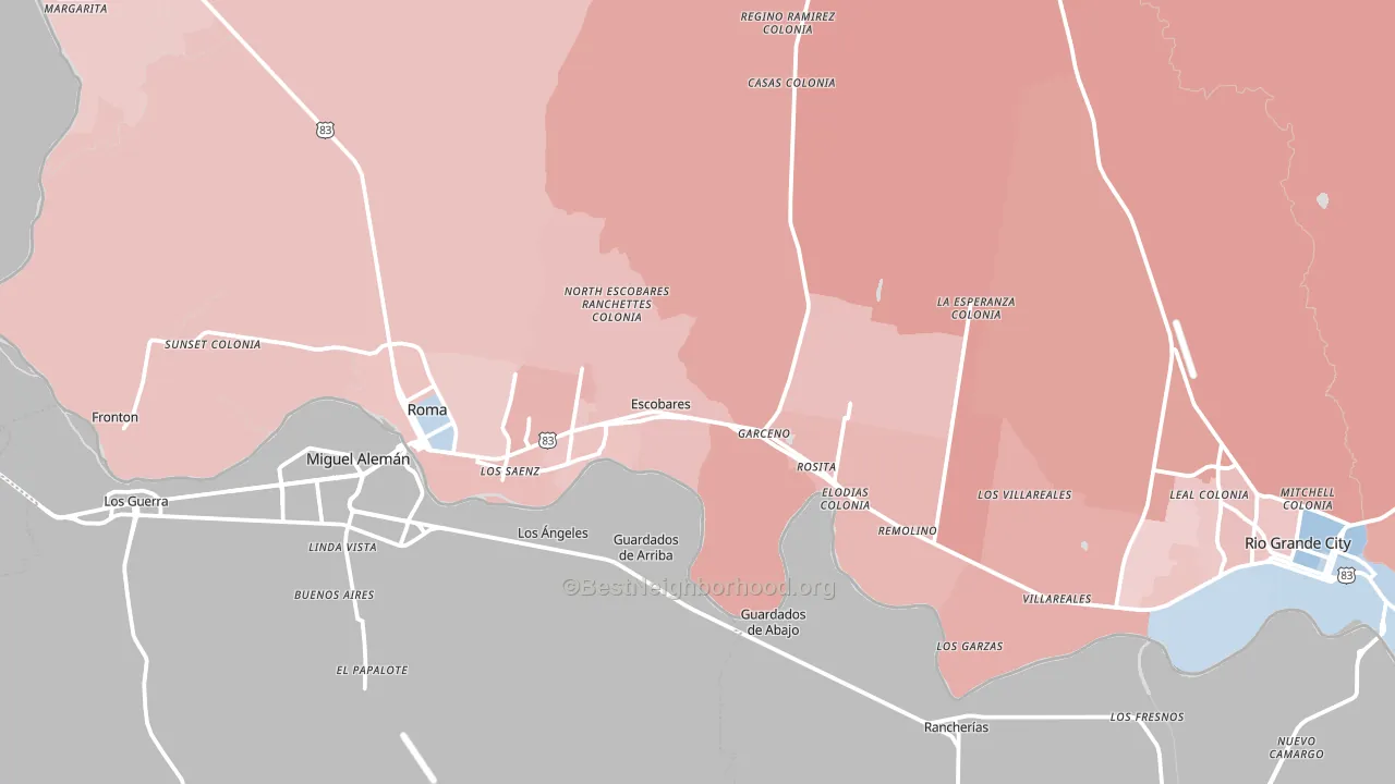 Escobares, TX block-group political-lean map