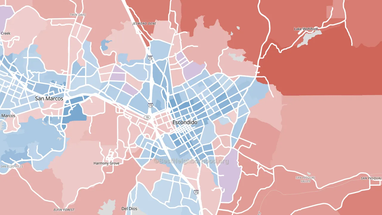 Escondido, CA block-group political-lean map