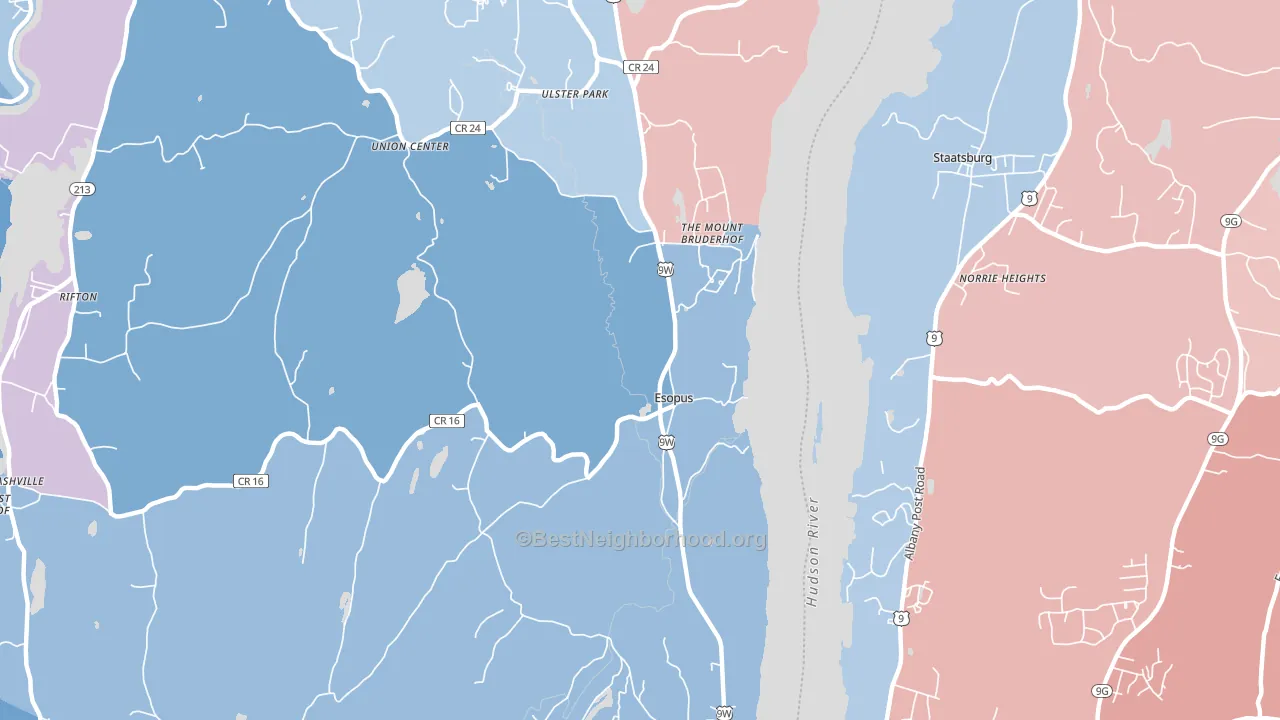 Esopus, NY block-group political-lean map