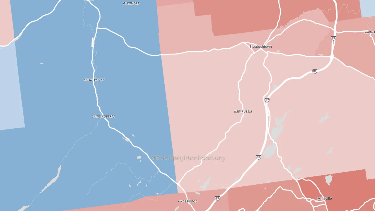 Essex County, NY block-group political-lean map