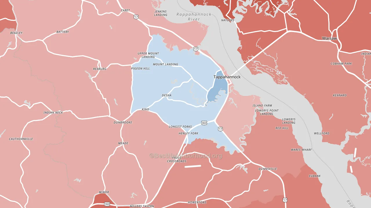 Essex County, VA block-group political-lean map