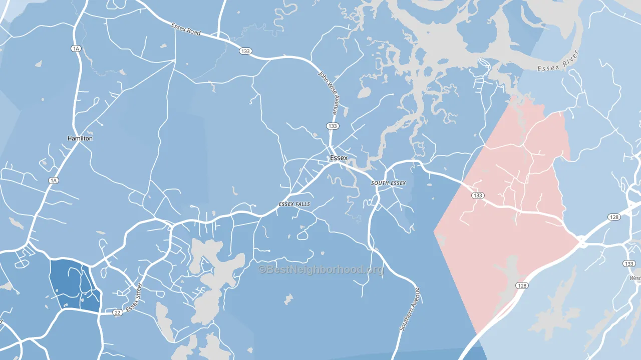 Essex, MA block-group political-lean map