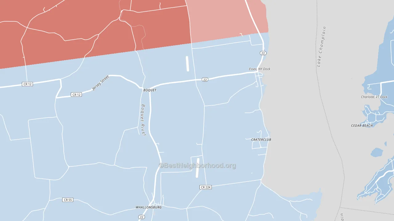 Essex, NY block-group political-lean map