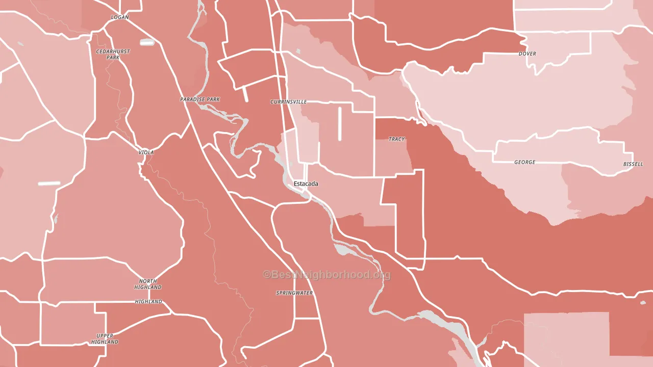 Estacada, OR block-group political-lean map