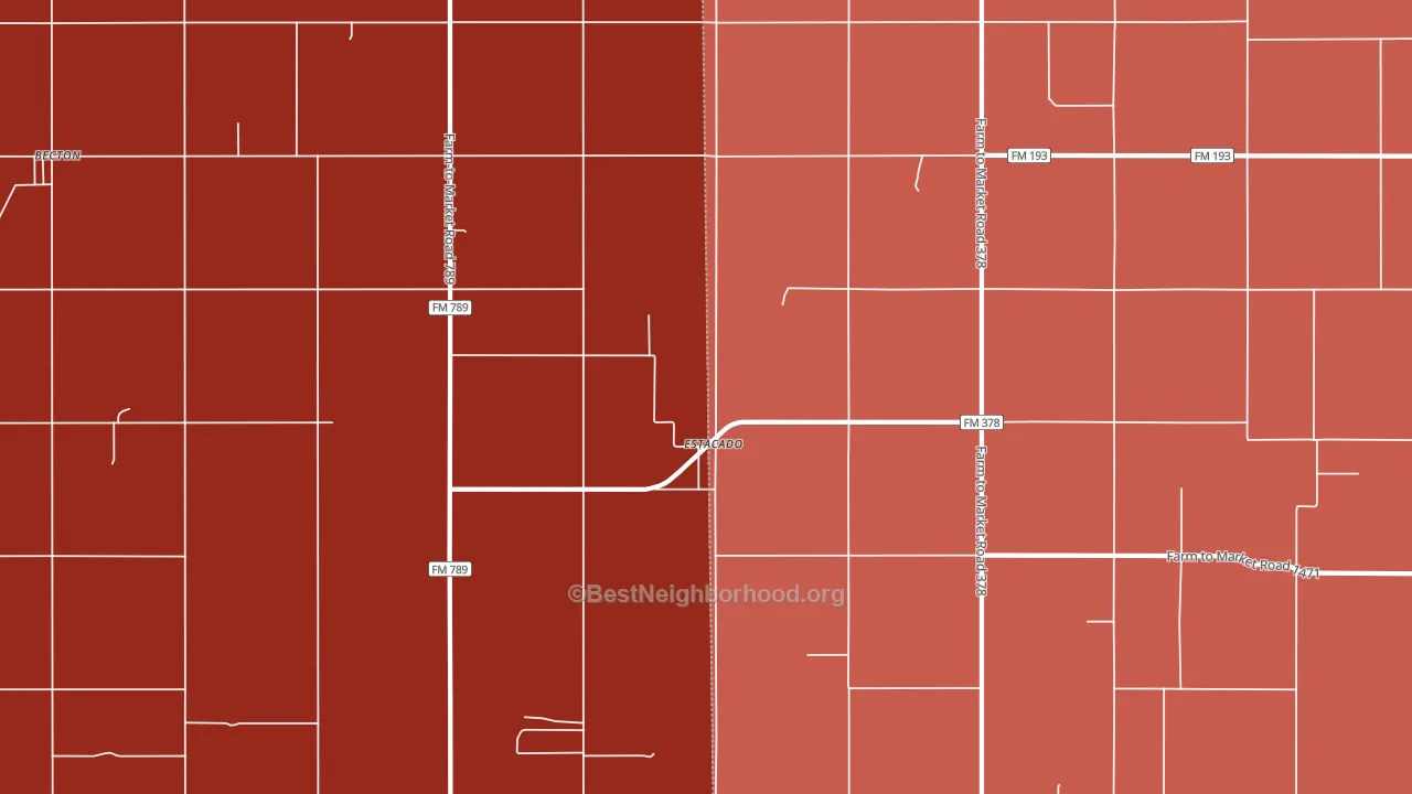 Estacado, TX block-group political-lean map