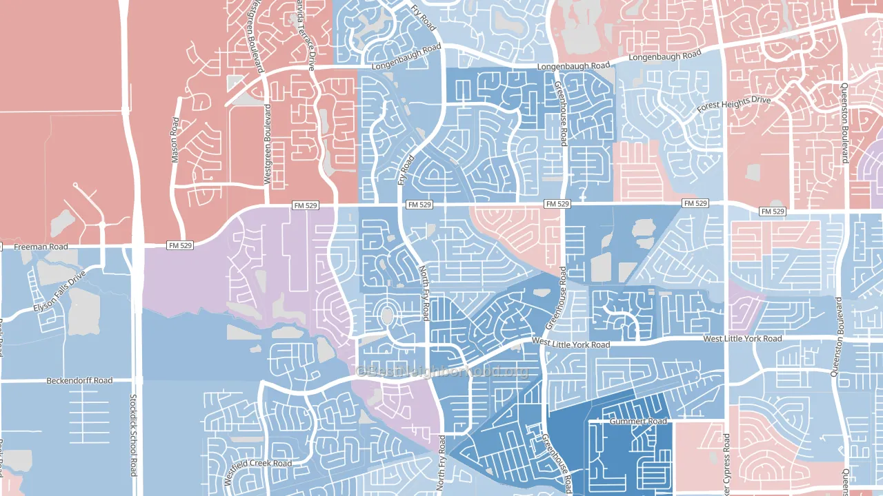 Estates Of Highland Creek, Katy, TX block-group political-lean map