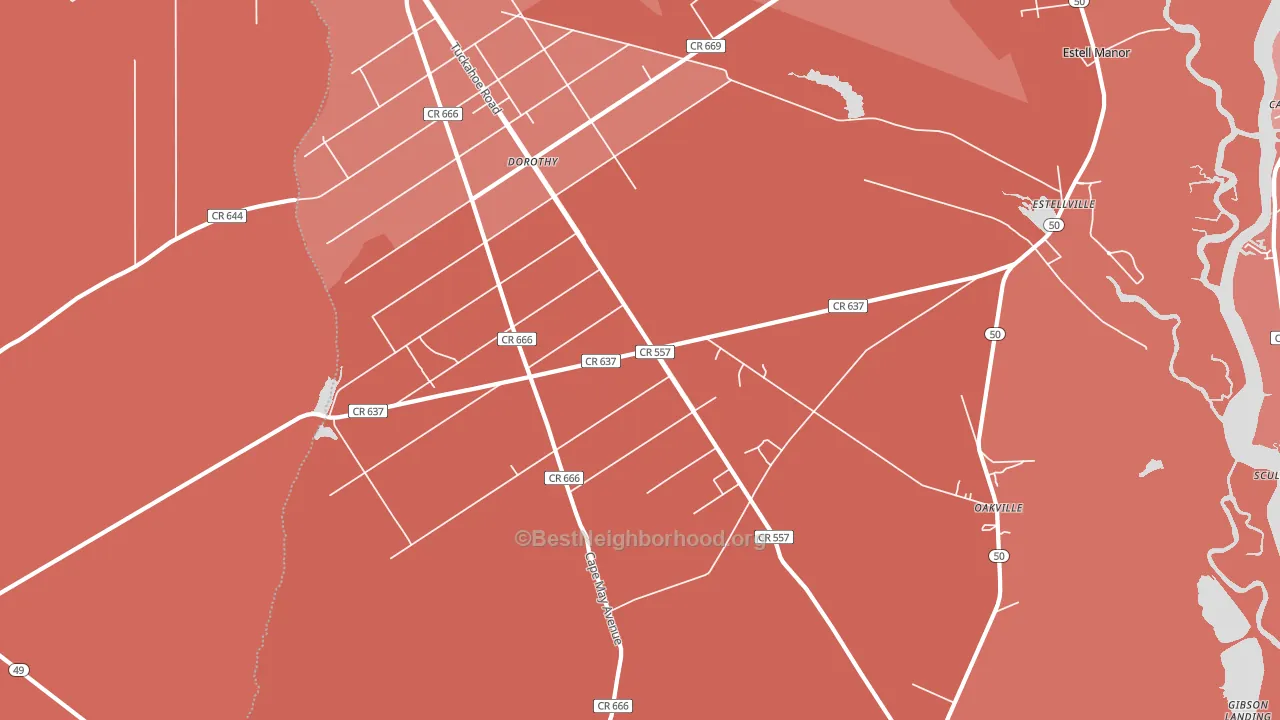 Estell Manor, NJ block-group political-lean map