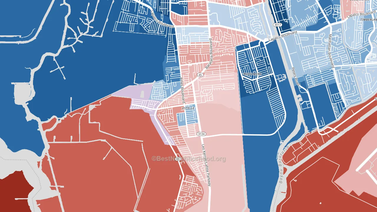 Estelle, LA block-group political-lean map