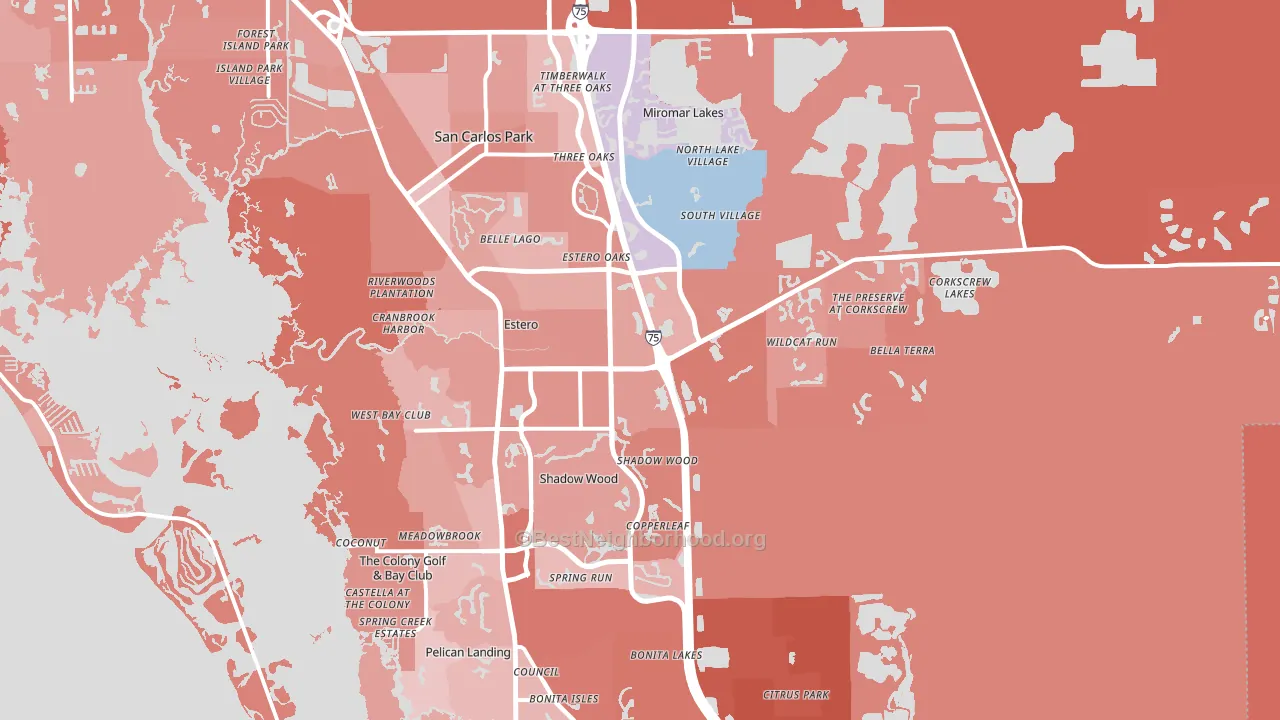 Estero, FL block-group political-lean map