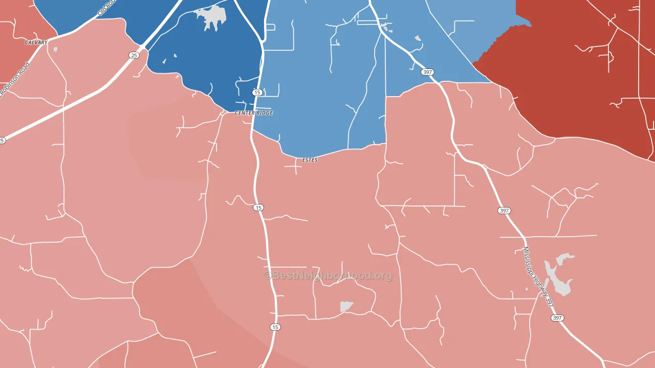 Estes, MS block-group political-lean map