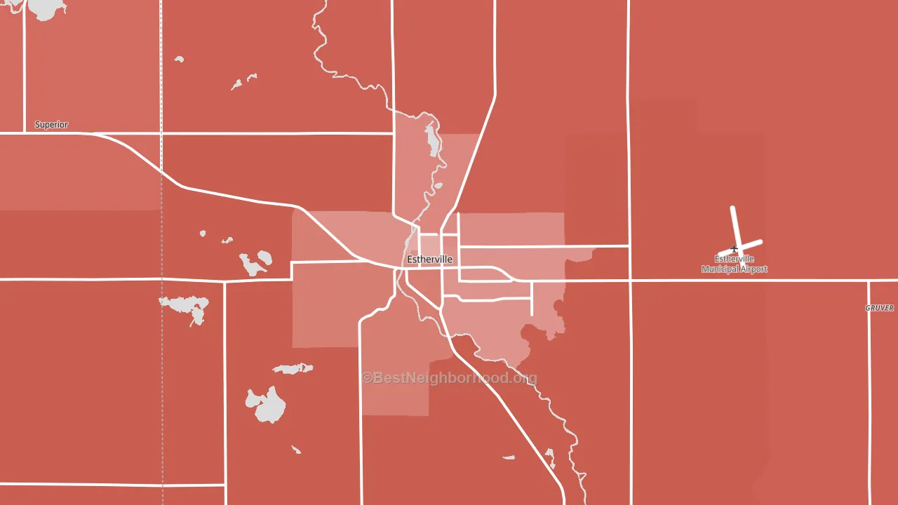 Estherville, IA block-group political-lean map
