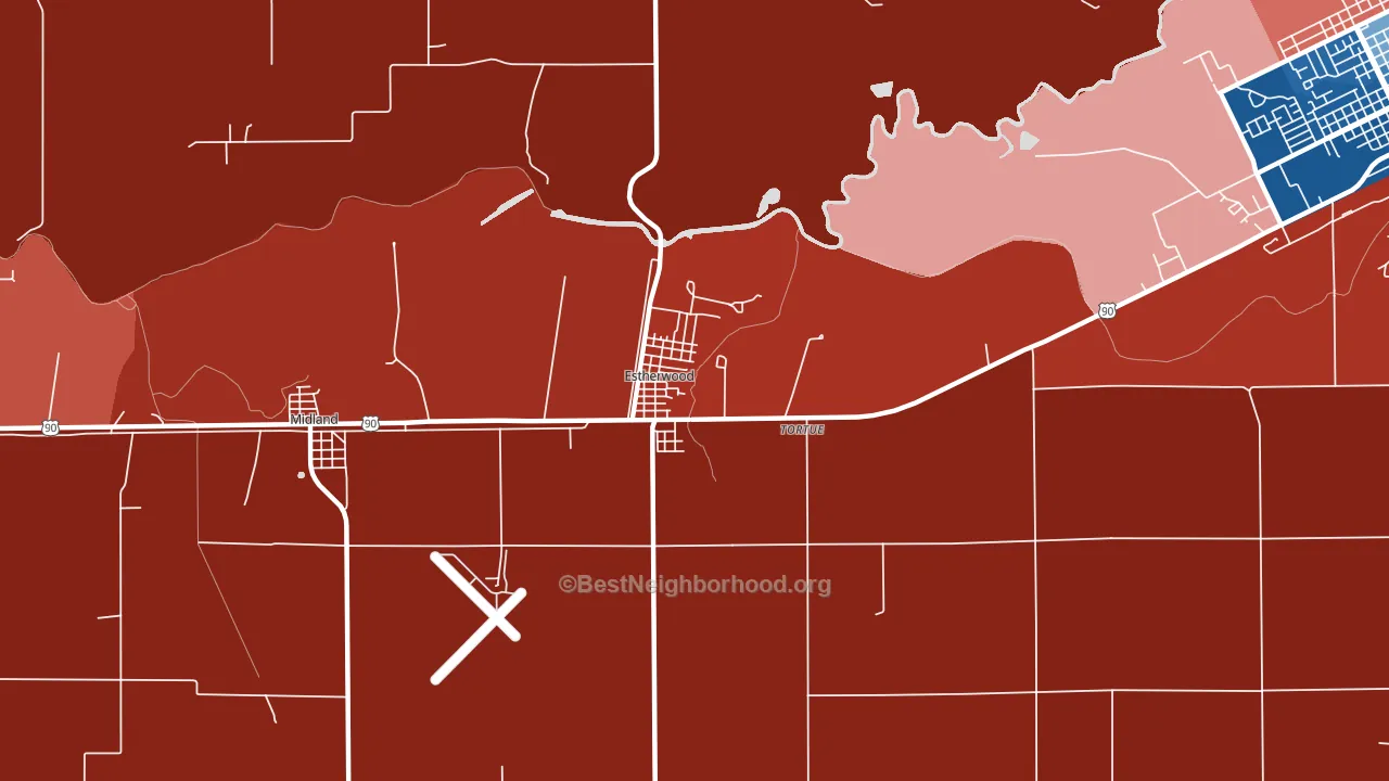 Estherwood, LA block-group political-lean map