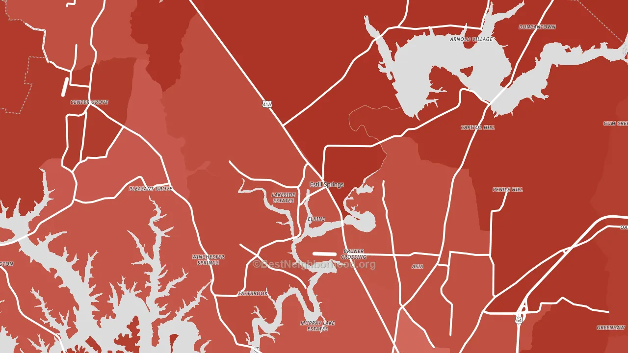 Estill Springs, TN block-group political-lean map
