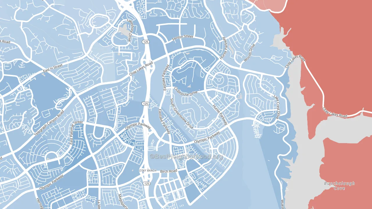 Estlake Greens, Chula Vista, CA block-group political-lean map