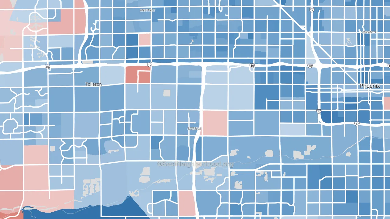 Estrella, Phoenix, AZ block-group political-lean map