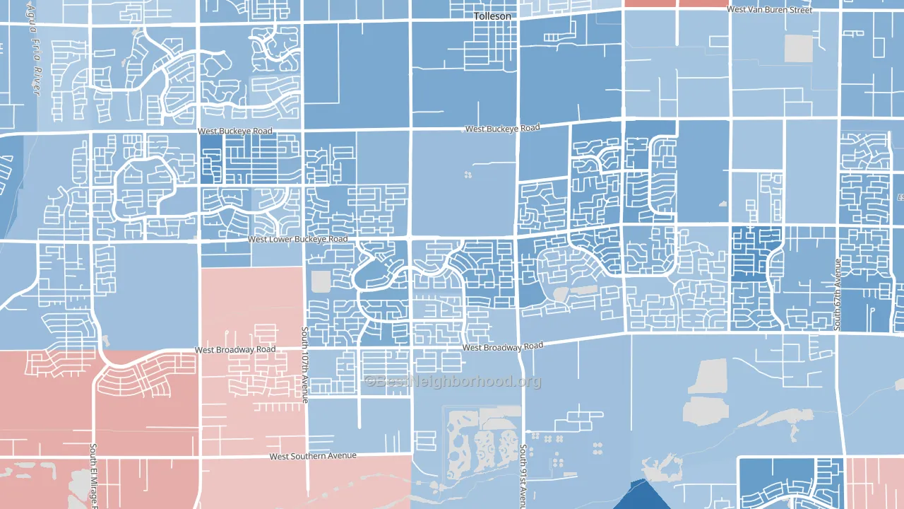 Estrella-Tolleson, Tolleson, AZ block-group political-lean map