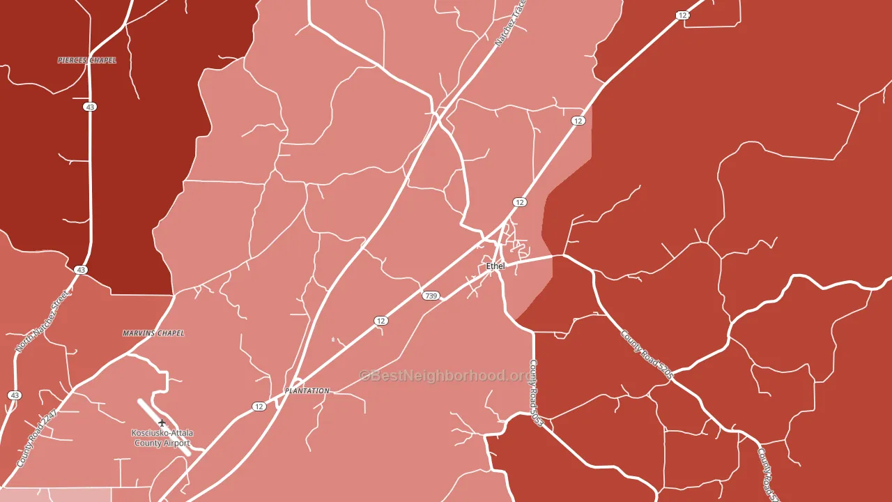 Ethel, MS block-group political-lean map
