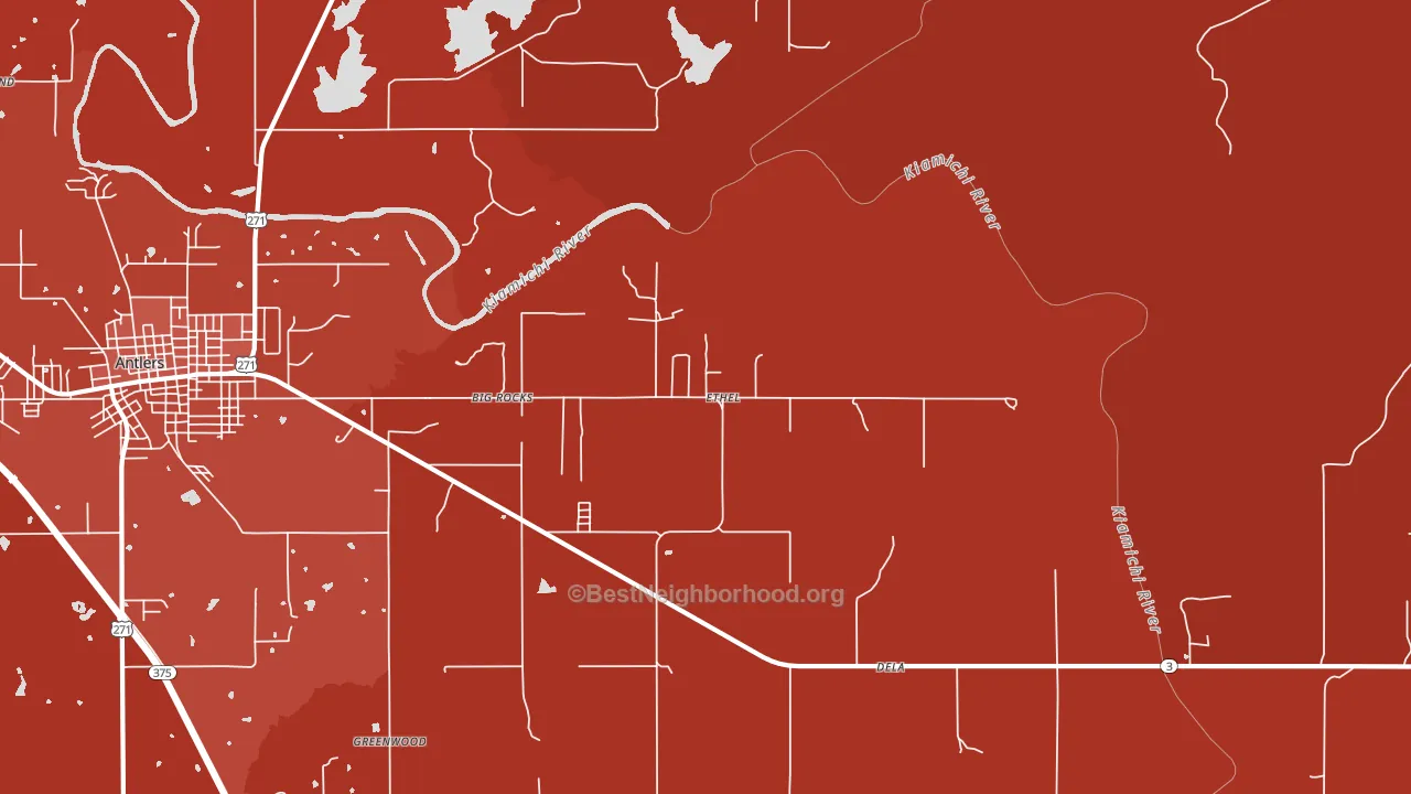 Ethel, OK block-group political-lean map